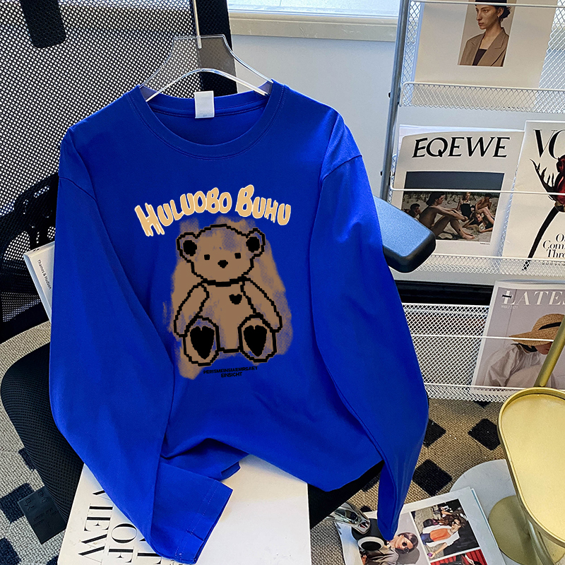 现货小熊纯棉短袖T恤女夏装新款韩版宽松休闲落肩洋气女士半袖详情20