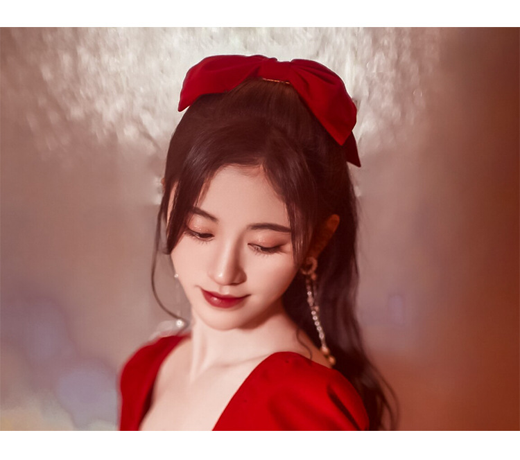 超大黑色蝴蝶结发夹日系大人儿童缎面红色发卡后脑勺弹簧夹子头饰详情6