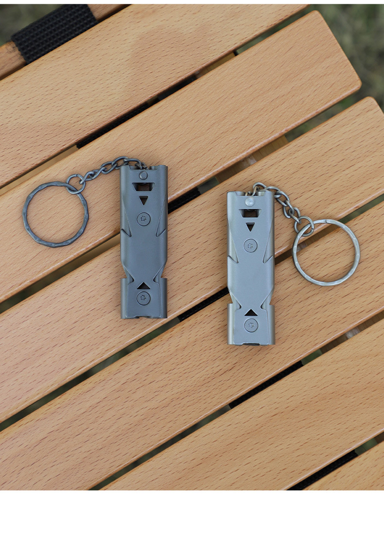Survival whistle, double-tube blast whistle, outdoor distress whistle, stainless steel high-frequency earthquake rescue whistle, high-decibel whistle pic 11