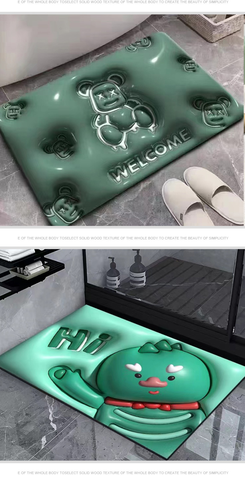 新款膨胀3D视觉硅藻泥地垫浴室蹭脚吸水门垫入户卡通硅藻泥地垫详情12