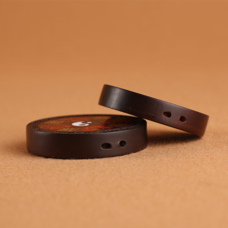 Lightning-struck jujube wood inlaid with cinnabar pendant, Taoist ritual implements, necklace, mountain ghost money, Yin-Yang, Taiji, Bagua, Taoist pic 3