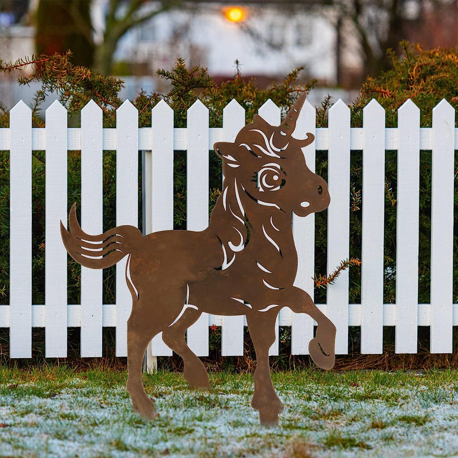 跨境生锈的独角兽小狗剪影圣诞装饰铁艺花园剪影金属庭院工艺品详情12