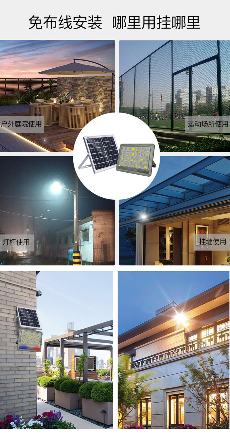 塑料款LED投光灯强光超亮防水室外投射球场户外照明灯高亮泛光灯详情13