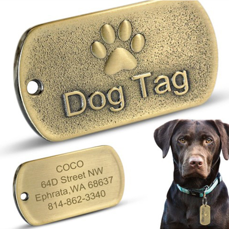 Retro-style pet collar pendant, anti-loss engraved dog tag, ancient bronze aged pet pendant accessory pic 1