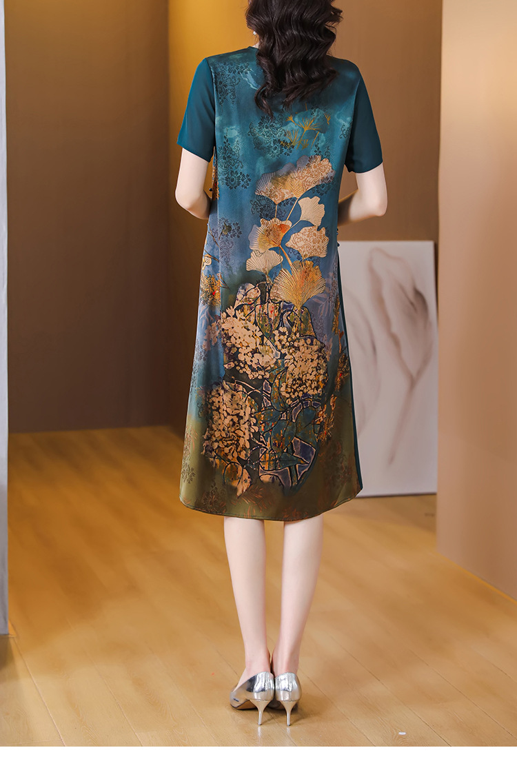 仿真丝连衣裙女夏季新款杭州中老年夏装中年妈妈气质碎花裙子详情19