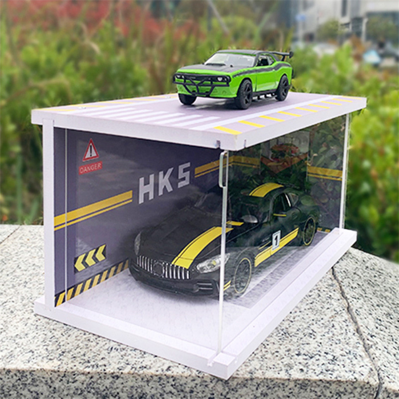 Wholesale car model scene with light PVC1:24 scale two-space alloy car parking lot assembly display storage dust-proof ornaments pic 12