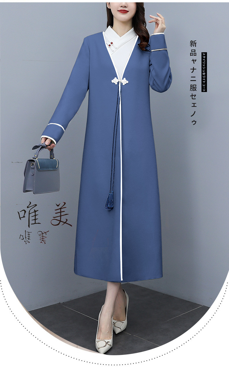 Retro woolen coat for women, mid-length, autumn and winter 2021 new style Chinese style, elegant and loose, slimming overcoat pic 3