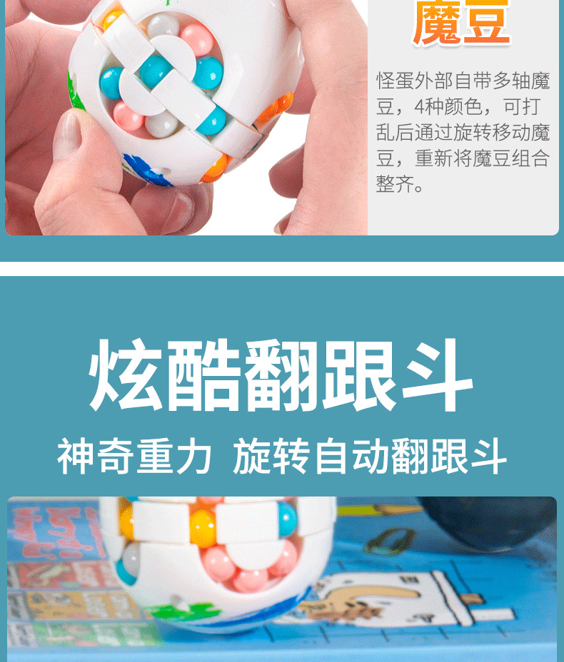 Comercio exterior transfronterizo juguetes intelectuales para niños huevos monstruosos frijoles mágicos cubo de rubik puzzle decompression cubo de rubik juguete pequeño cubo de rubik al por mayor pic 4