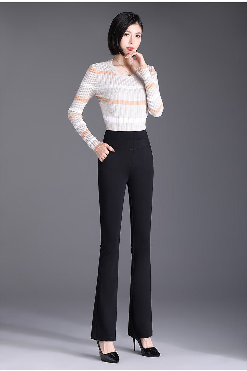 微喇裤女春秋薄款裤子休闲裤高腰显瘦女裤九分中年妈妈喇叭裤西裤详情17