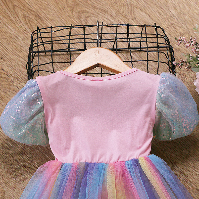 纯棉跨境女童连衣裙独角兽童裙女宝宝蓬蓬裙发光美人鱼公主裙代发详情26