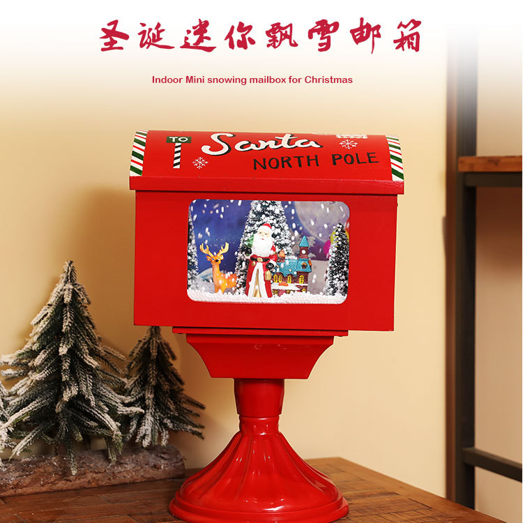 Christmas decorations, wooden snowflakes, musical small mailbox ornaments, home display lights, festival shopping mall window decoration props pic 1