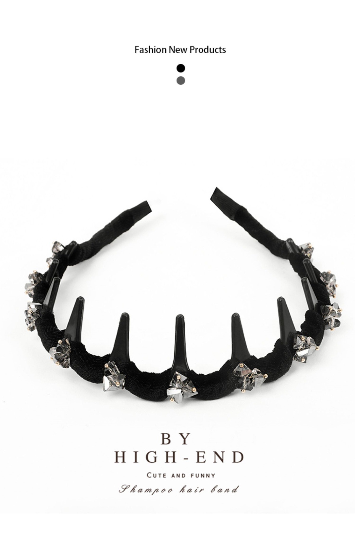 气质复古水钻黑色发箍女高级感洗脸压发防滑带齿头箍气质发卡头饰详情12