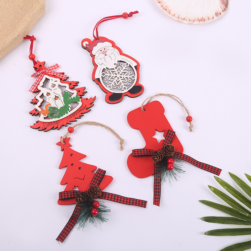 Christmas wooden pendants, festival supplies, wooden creative Christmas trees, snowman pendants, deer Christmas tree scene arrangements pic 6