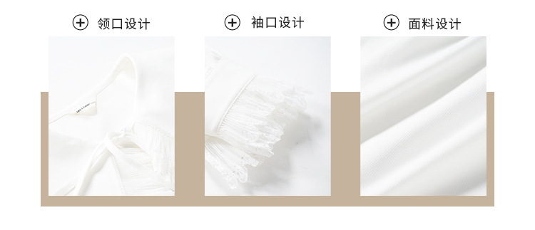 The new long-sleeved white shirt for women in the autumn of 2023, with lace trim and a doll-neck design, is a stylish shirt for women pic 16