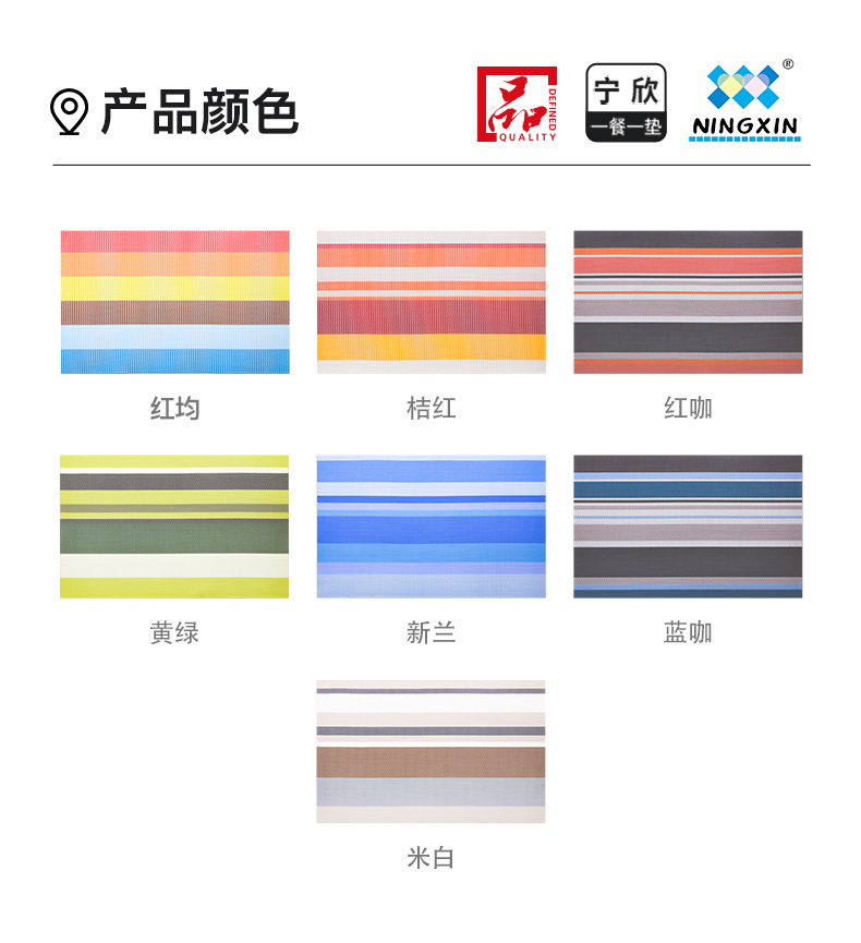 Ningxin Placemats, American-style simple striped eco-friendly PVC placemats, table heat insulation pads, bowl MATS and coasters, wholesale from the manufacturer pic 6
