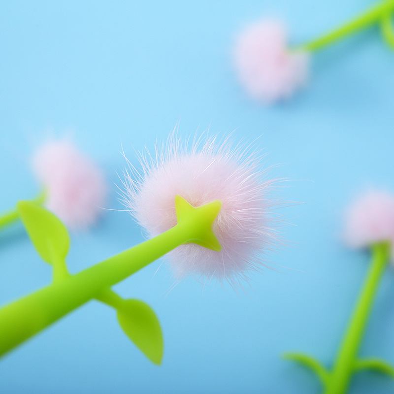 zf2127 Creative Silicone Dandelion Gel Pen, Simulated Flower Ball Pen, Cute Plush Ball, Ball Signature Pen pic 25