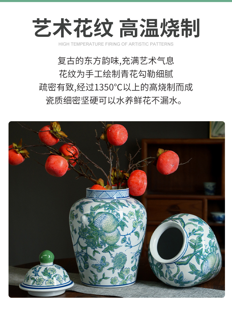 Jingdezhen ceramic vases, blue and white porcelain vases, high-end new Chinese-style decorative items, living room flower arrangements, home decoration pic 3