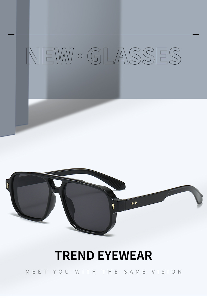 欧美新款方形时尚双梁墨镜太阳镜男跨境复古休闲驾驶商务潮流墨镜详情3