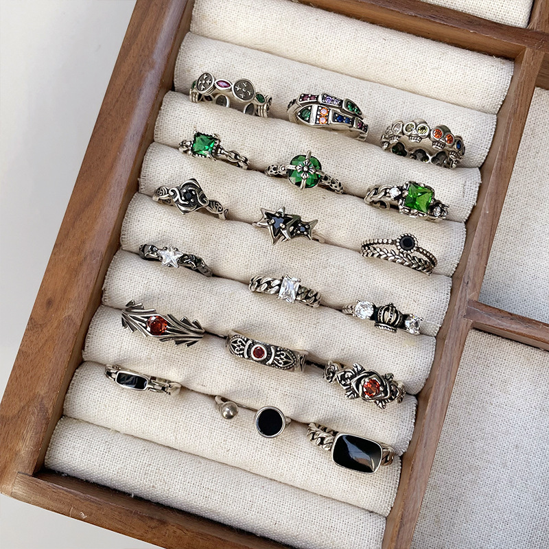 10101010ZHIYUN 不掉色轻奢高级感锆石跨境饰品夸张嘻哈开口925纯银戒指女详情7