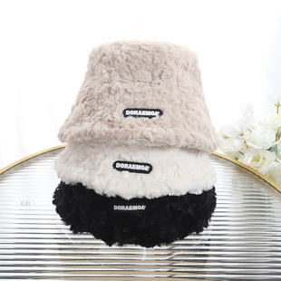 兔毛毛线帽子女秋冬季毛茸茸虎头醒狮渔夫帽显脸小针织毛绒帽子详情4