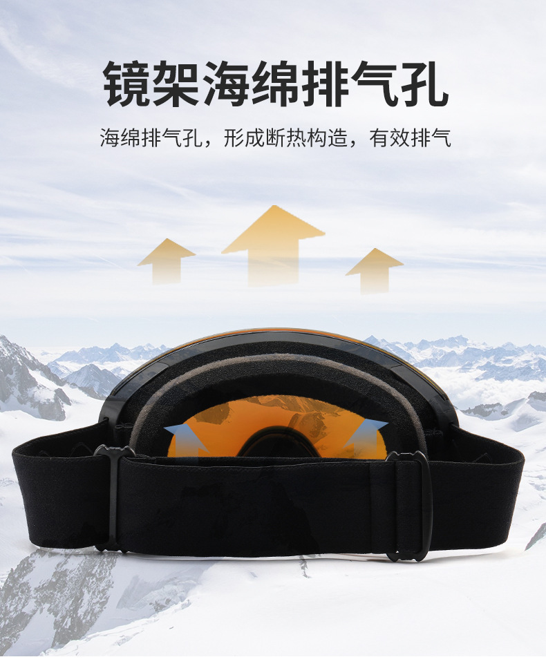 跨境滑雪护目镜防紫外线户外运动眼镜批发新款双层防雾滑雪镜磁吸详情8