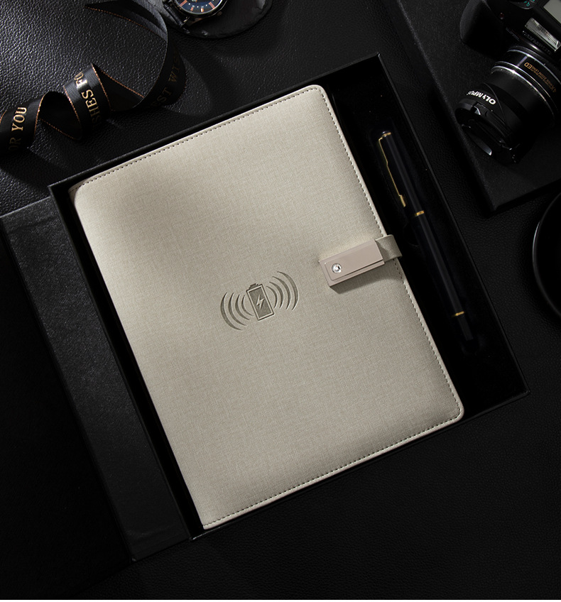 Customized a5 wireless charging notebook, power bank, notebook with USB flash drive, business gift set, customized logo pic 15