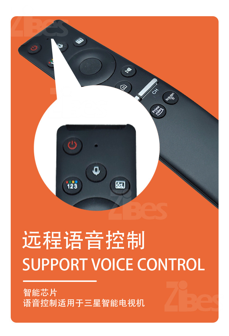 The Zibesi smart voice remote control is suitable for Samsung LCD TVS with Netflix and Prime buttons pic 2