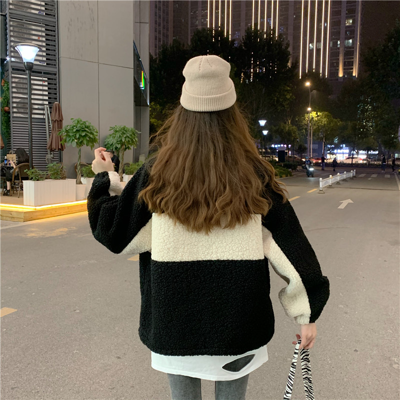 设计感小众加绒加厚羊羔毛爆款卫衣女秋冬宽松外套ins潮详情21