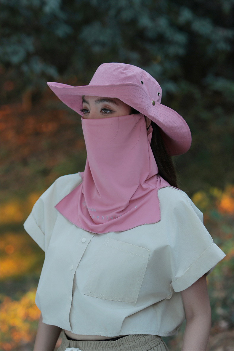 大沿防晒遮脸面纱罩遮阳帽子女士夏季登山帽户外男防紫外线钓鱼帽详情19