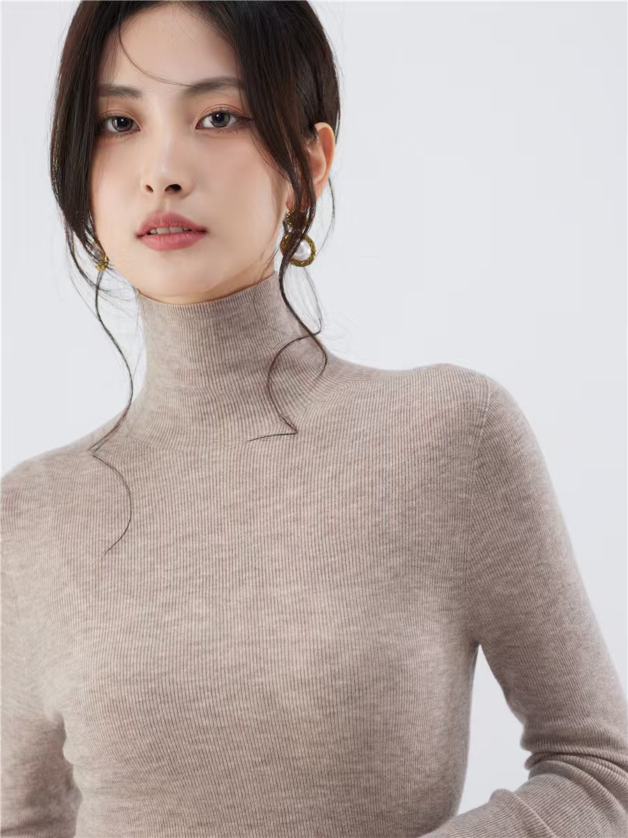 48-count fine-spun wool sweater for women, 100 pure wool seamless one-piece base layer, slim 18-stitch ultra-fine knitted sweater, thin pic 40