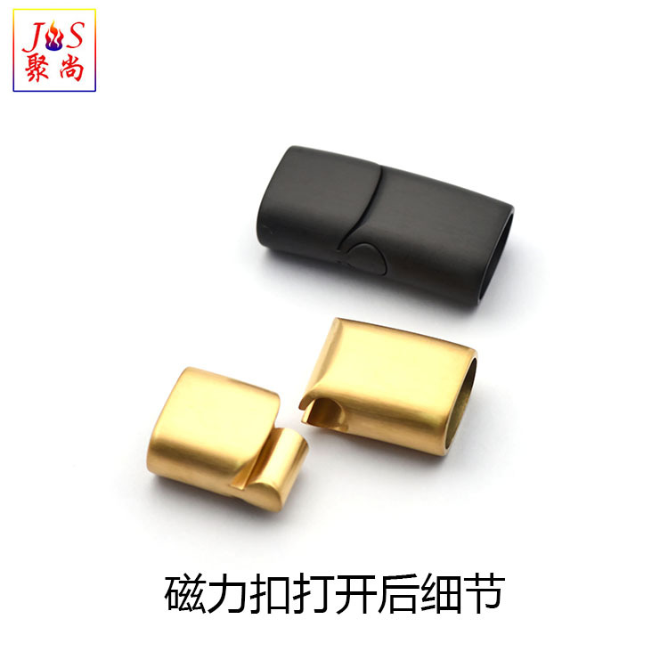 Stainless steel magnetic buckle wrist flat buckle head titanium steel bracelet switch woven leather rope chain suction titanium steel buckle diy pic 16