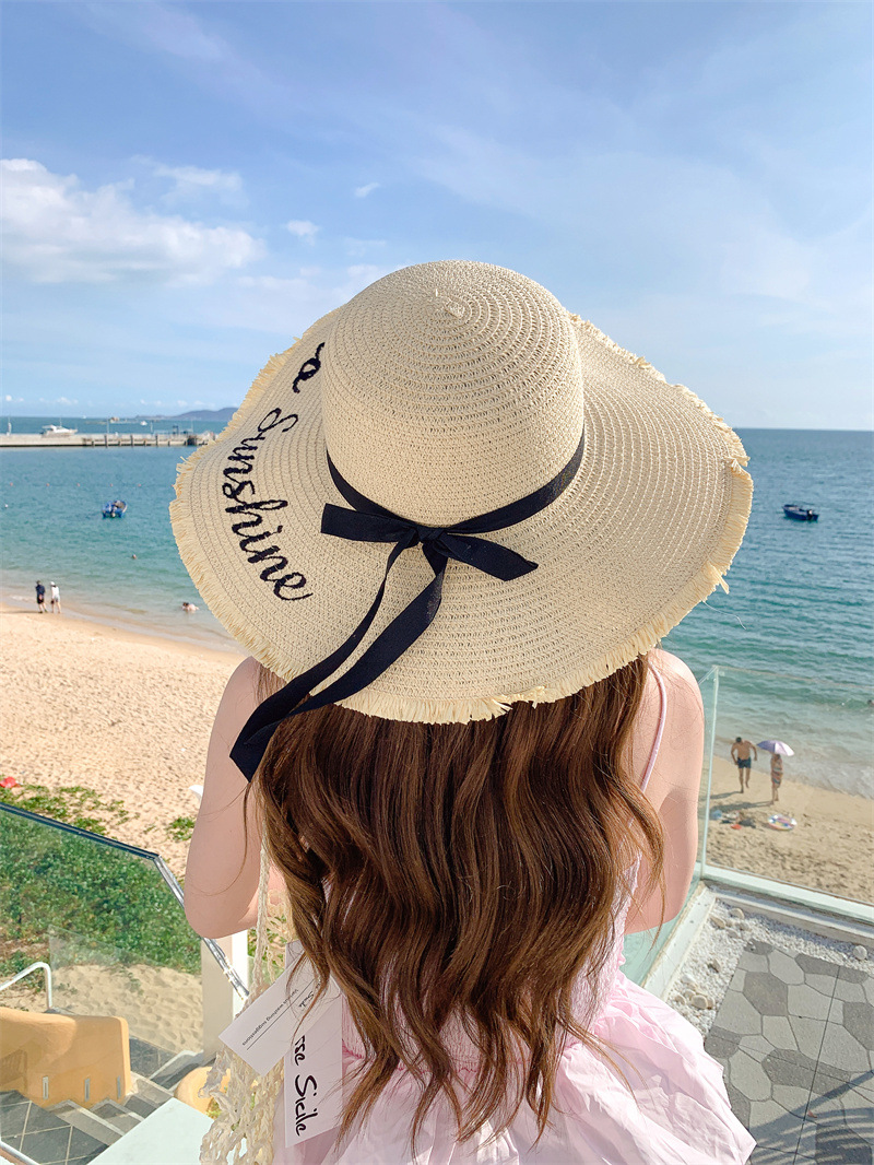 加大帽檐时尚遮阳帽子女士夏季休闲百搭字母防晒太阳帽韩版潮盆帽详情14