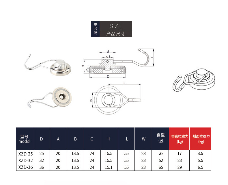 2022磁铁深海打捞器d42强力磁铁单面吊环圆形打捞磁铁吸铁石批发详情31