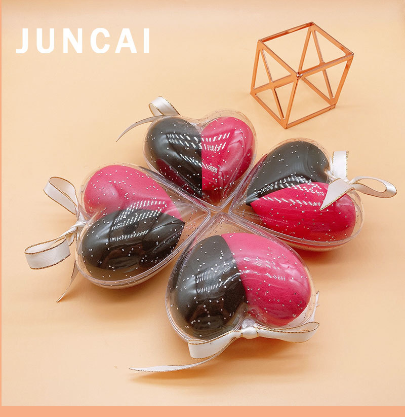 Heart-shaped two-piece beauty egg set, sponge egg drop cut, one-slice powder puff, delicate makeup egg manufacturer pic 11