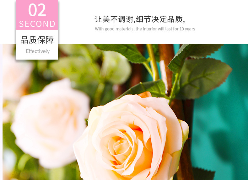Wholesale decoration and arrangement of wedding artificial flowers, artificial flowers, vines, pink wedding roses, vines, artificial flower vines pic 5