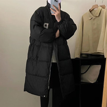 Down jacket for women, mid-length, knee-length style, 2022 Dongdaemun, South Korea, patchwork knitted hooded couple white duck down jacket trend pic 10