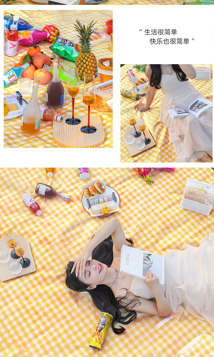 Outdoor picnic MATS, camping thickened moisture-proof MATS, picnic beach tents, disposable yellow and red checkered waterproof floor MATS pic 9
