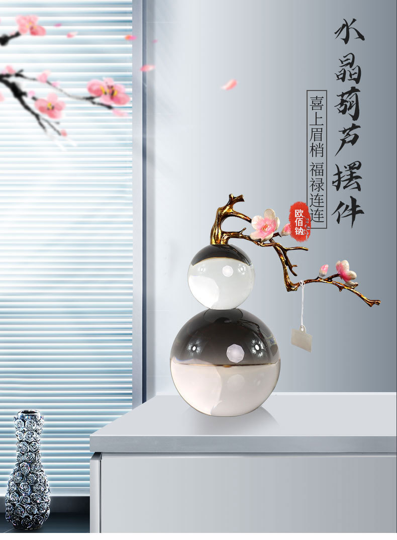 Modern light luxury crystal gourd ornaments, living room TV cabinets, artistic home sample rooms, new Chinese-style soft furnishings pic 35