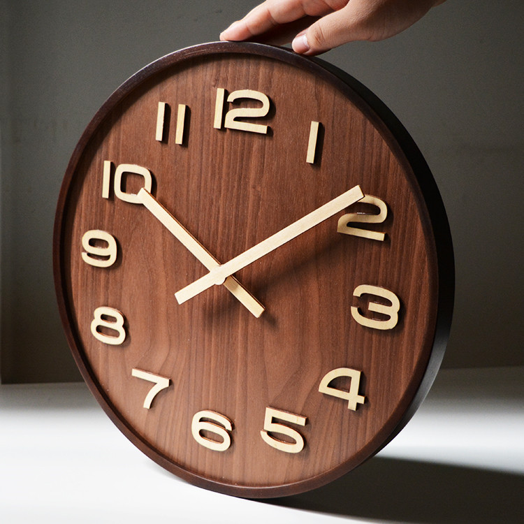 曲木挂钟:挪威森林数字款 静音曲木挂钟中国风潮新款 家居饰品钟详情2