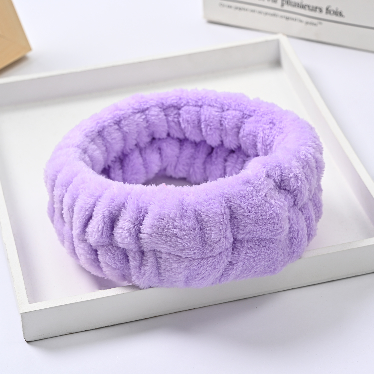 Bow face wash and hair band for girls wholesale solid color white matching makeup simple sweat-wiping wrist band flannel hair band pic 65