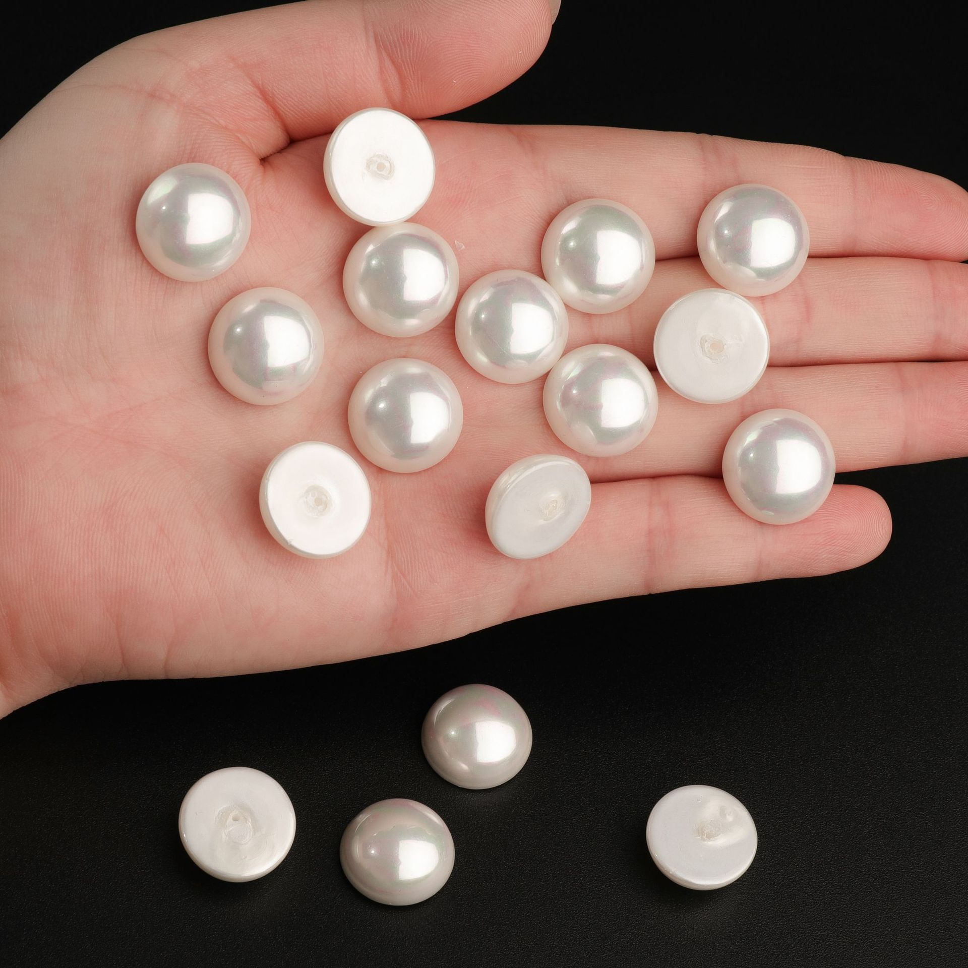 Factory direct supply of large quantities of shells and pearls, 8-20mm in various colors, half-hole shells and pearls, DIY jewelry accessories, loose beads wholesale pic 1
