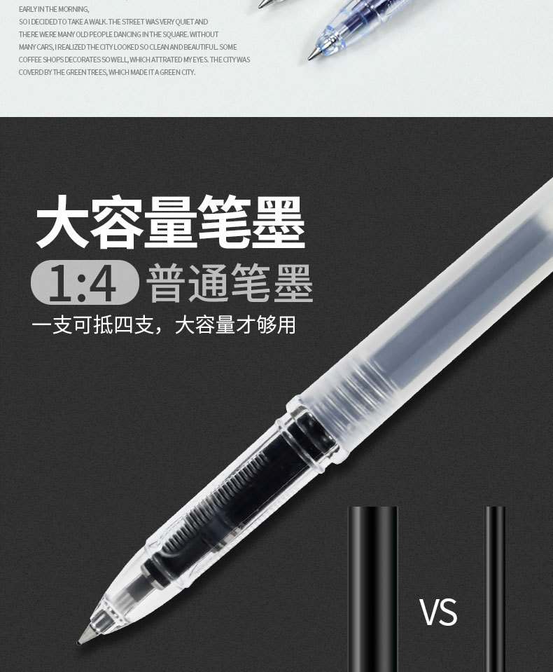 新款学生中性笔简约透明白色签字笔学生耐用油墨型碳素笔厂家详情5
