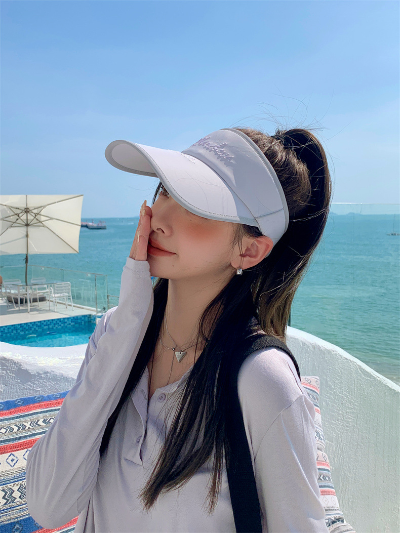 帽子女士夏季空顶uv防晒帽大檐遮脸鸭舌防紫外线遮阳帽骑车太阳帽详情9