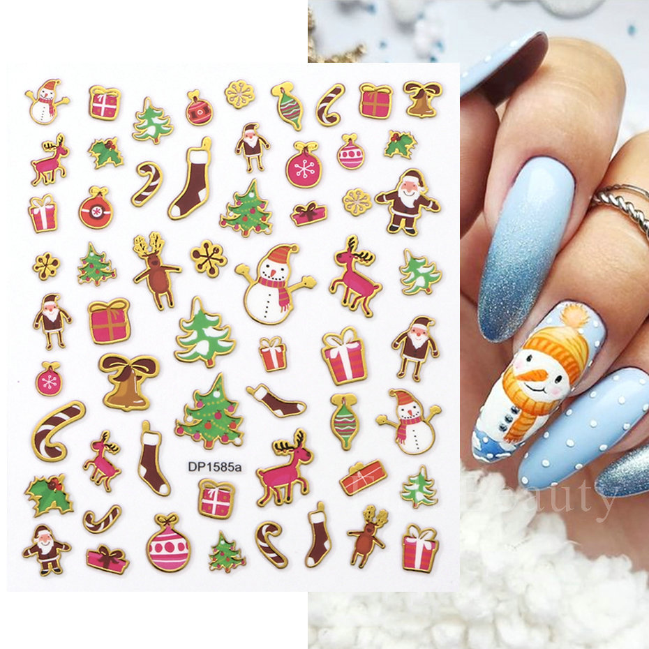 Cross-border new Christmas nail stickers Snowman elk Cookies Human self-adhesive nail stickers Mixed nail stickers shanilak pic 7