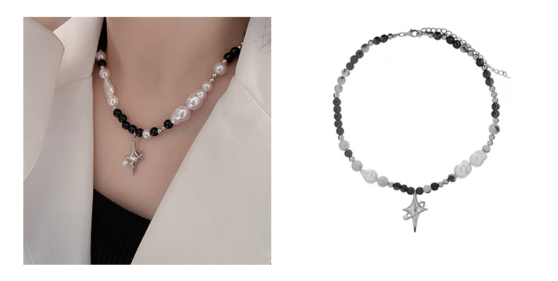 European and American hip-hop zircon collarbone chain, girl spice, ins titanium steel necklace, versatile, niche design, light luxury accessory pendant, pomelo ear pic 12