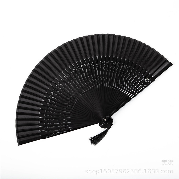 烤漆黑色红色扇子折扇中国风女式古风古典舞蹈扇工艺扇亚马逊扇详情3