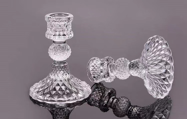 European-style ins crystal relief glass candlesticks, simple and creative home decoration items, scented candles, candlestick decoration wholesale pic 4