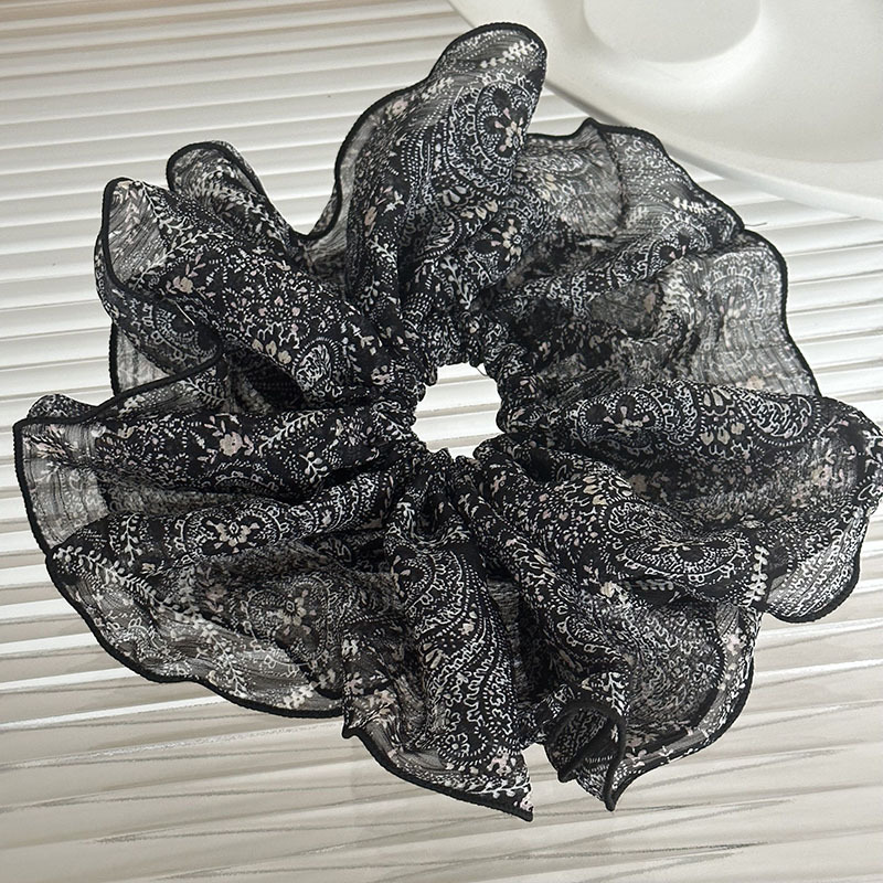 法式碎花发圈大号大肠圈简约百搭蕾丝甜美发绳褶皱皮筋新款发饰详情9