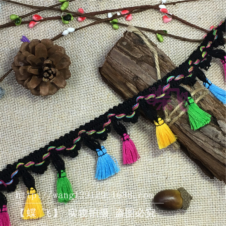 Factory B50 Colorful three-flower flowered tassel broom lace four-color broom DIY handmade clothing accessories lace webbing pic 30