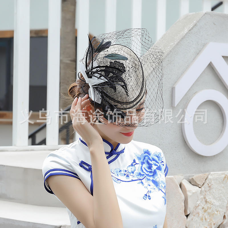 Imported linen, feather and mesh top hats for export, Amazon horse racing festival, banquet and dance party, festival paty top hats wholesale pic 2